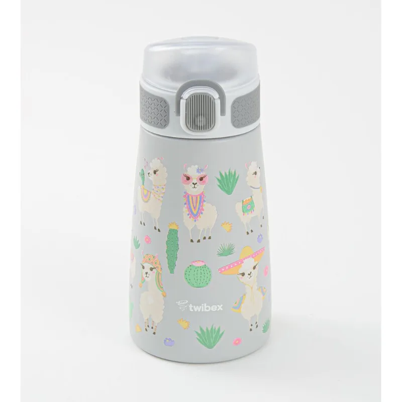 Garrafa Térmica Inox Parede Dupla Lhama 3D 350ml Twibex Cinza