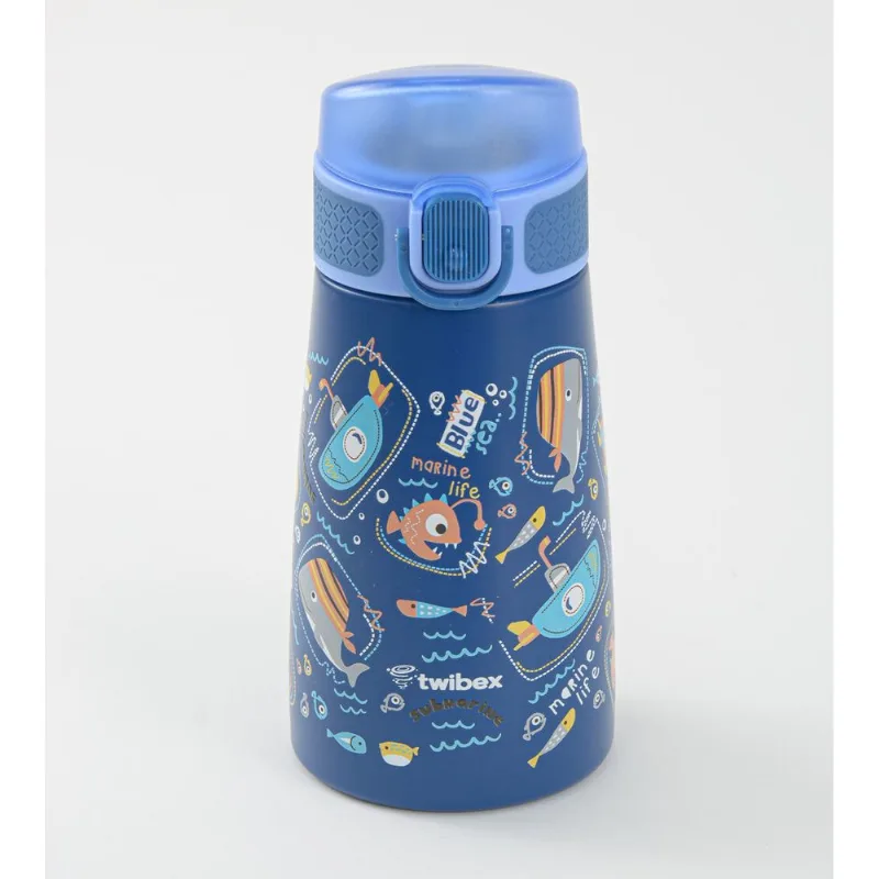 Garrafa Térmica Inox Parede Dupla Mar 3D 350ml Twibex Azul