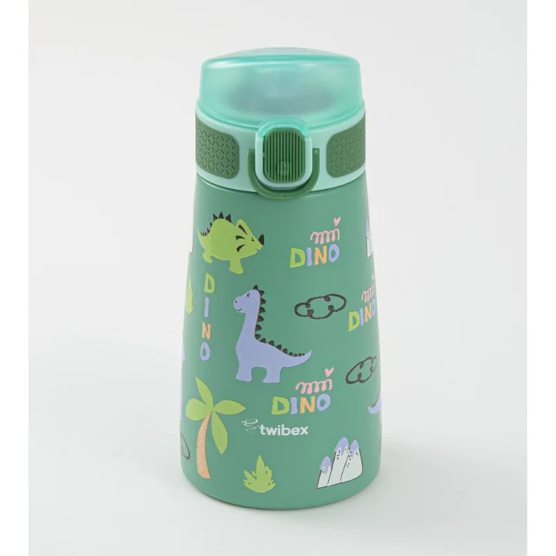 Garrafa Térmica Inox Parede Dupla Dino 3D 350ml Twibex Verde
