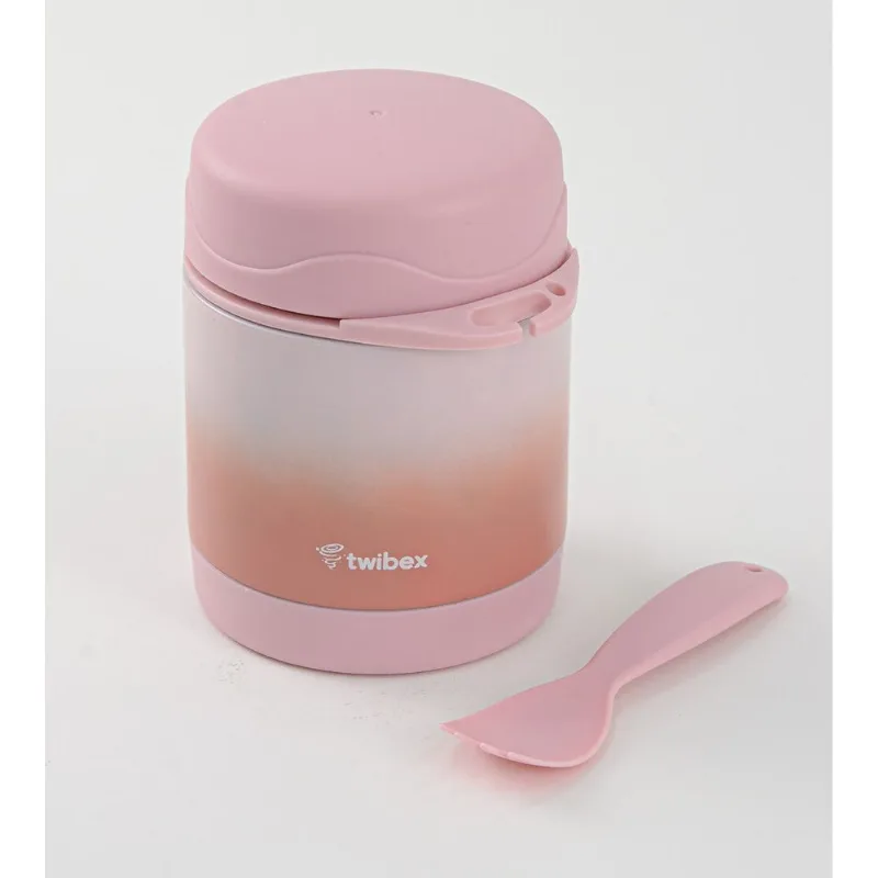 Pote Térmico Parede Dupla com Talher Rosa 300ml Twibex Rosa