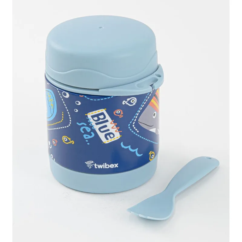 Pote Térmico Parede Dupla 3D com Talher Mar 300ml Twibex Azul