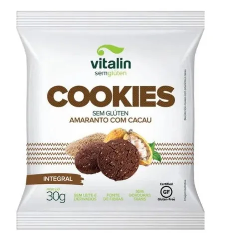 Cookies Amaranto Com Cacau Integral Vitalin 30g - VITALIN - Mercearia