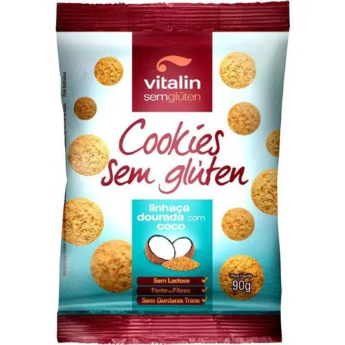 Cookies Linhaça Dourada Com Coco Integral Vitalin 90g - VITALIN - Mercearia