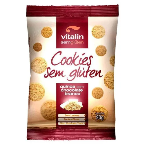 Cookies Quinoa Com Chocolate Branco Integral Vitalin 90g - VITALIN - Mercearia