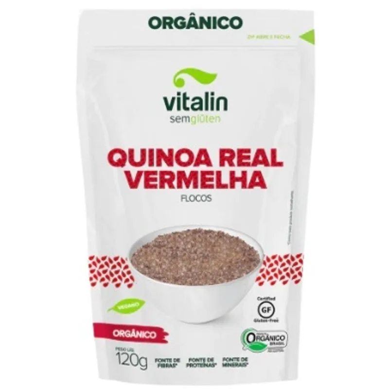 Quinoa Real Vermelha em Flocos Orgânica Sem Glúten Vitalin 120g