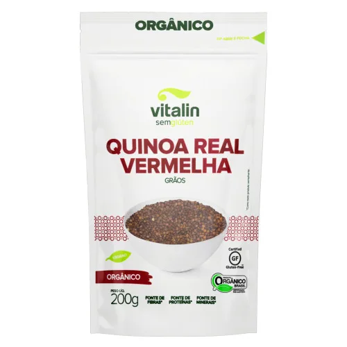 QUINOA REAL VERMELHA EM GRÃOS ORGÂNICA VITALIN POUCH 200G - VITALIN - Mercearia