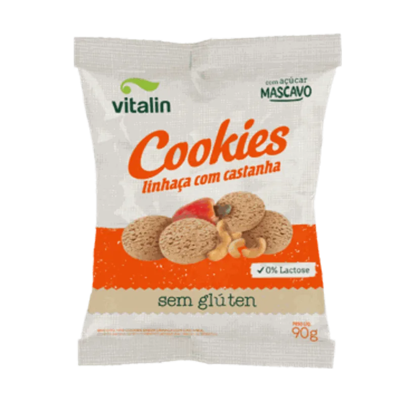 Cookies Sem Glúten Linhaça Dourada e Castanha Vitalin – 90g