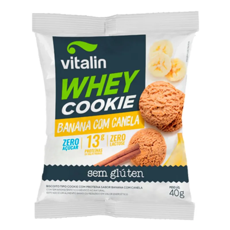 Cookie Whey Zero De Banana Com Canela Vitalin 40g - Não Informado - Mercearia