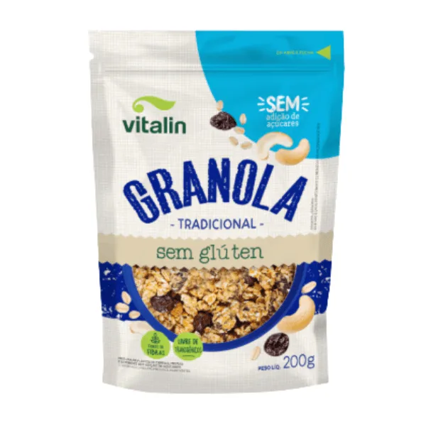Granola Tradicional Zero Açúcar Sem Glúten Vitalin 200g - Não Informado - Mercearia