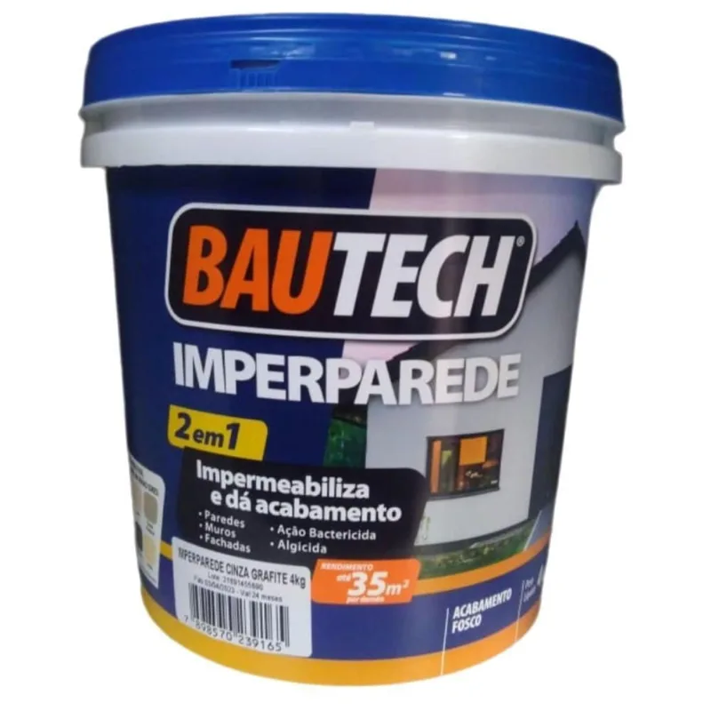 Tinta Acrílica Fosca Imperparede Cinza Platina 4kg 21890 Bautech Tinta Acrilica Imperparede Cinz