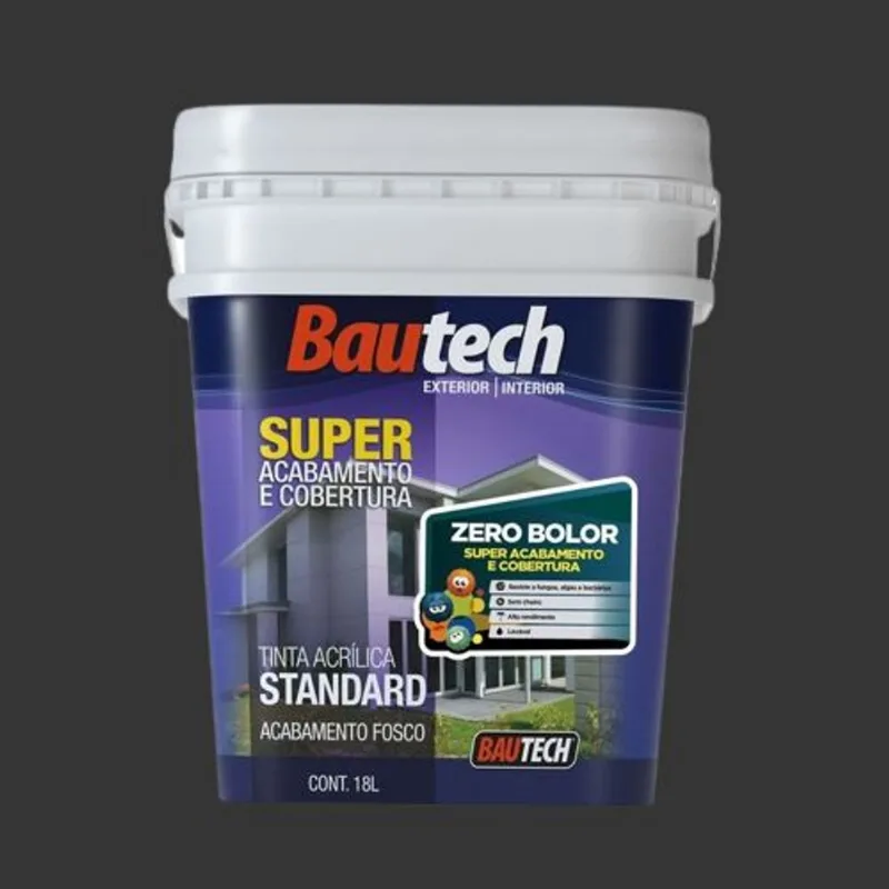 Tinta Standard Acrílica Fosco Zero Bolor 18L Bautech Tinta Standard Acrílica Fosco Zero Bolor Preto 18L Bautech