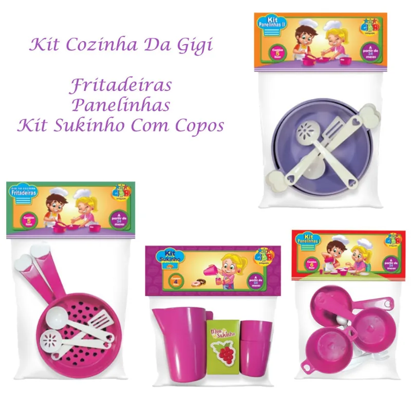 Kit Panelinhas Faz de Conta Cozinha Menina 4 Kits Incríveis
