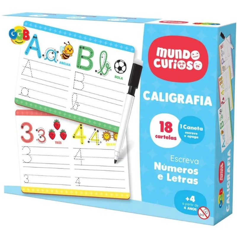 Brinquedo Pedagogico Caligrafia C/18 Cartelas