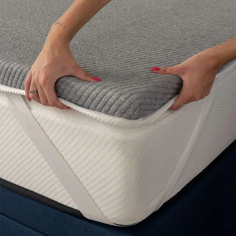 Pillow Top Solteiro King Guldi Dream Com Espuma D50 Viscoelástica Com Alça (5x96x203) Branco E Cinza