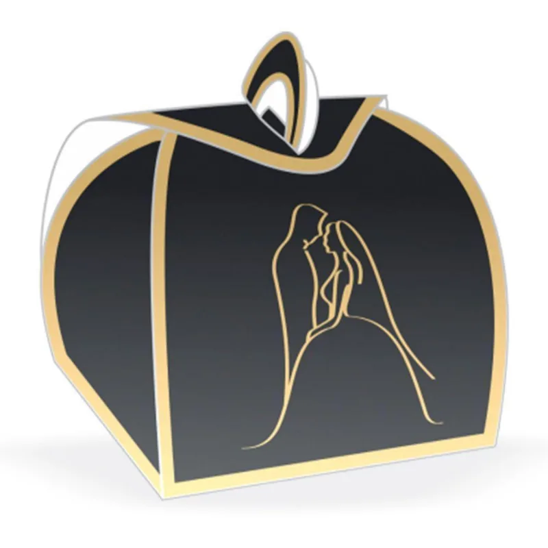 Embalagem Para Bem Casado Estampada Casal Dourado - 12 Un