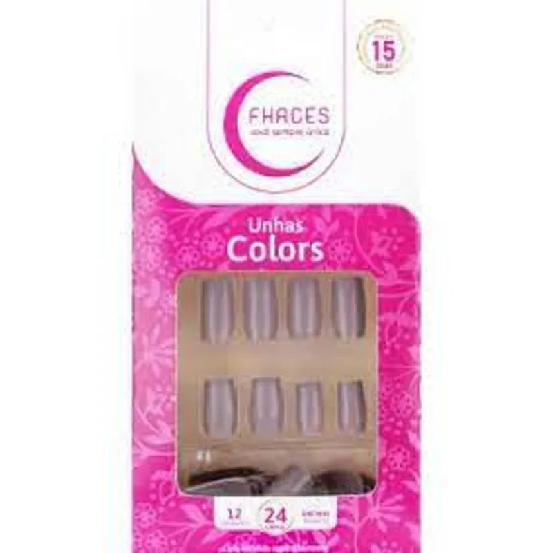 UNHA POSTIÇA FHACES GEL PLACE NUDE COM 12 UNIDADES