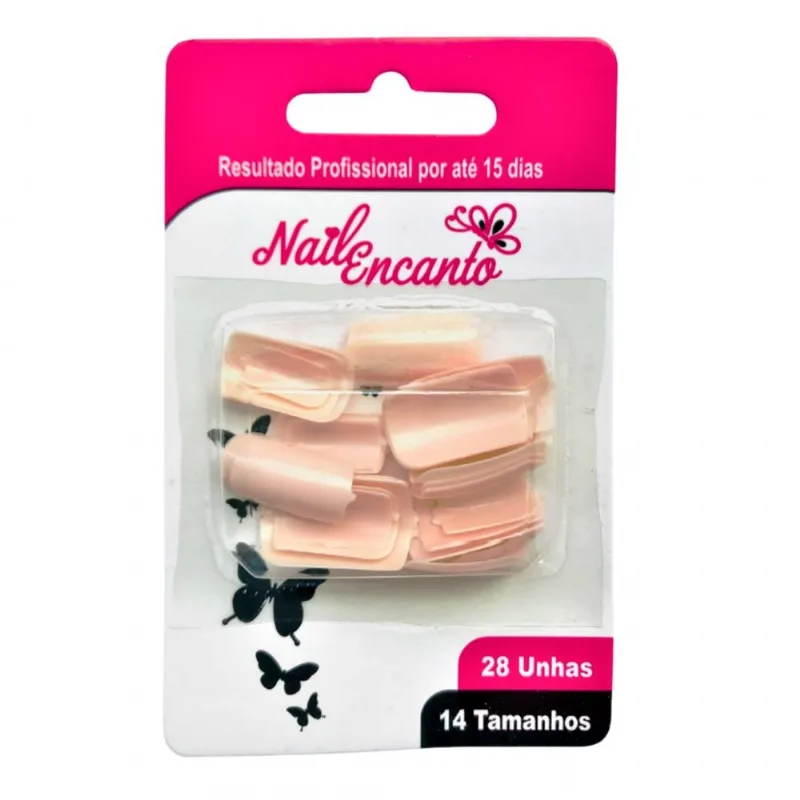 Unha Postiça Rosa 28 Unidades- Tam 14 Nail Encanto