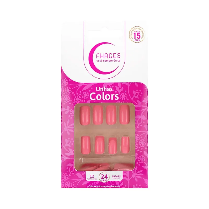 Unhas fhaces nail encanto colors curvatura curta salmão 24 Uni