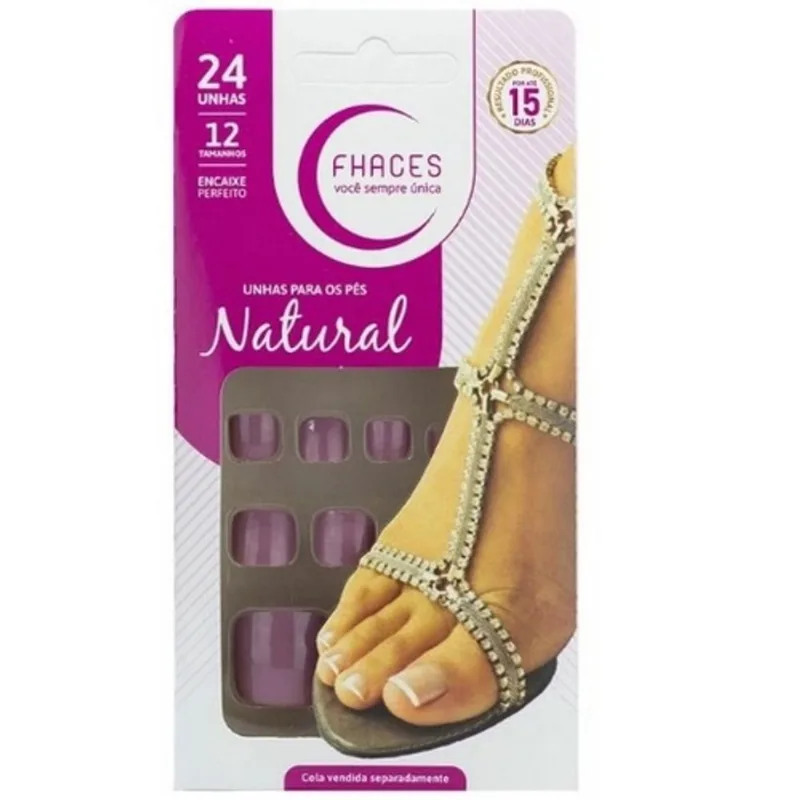 Unhas Postiças Fhaces Para Pês Color Rosa Com 24 um