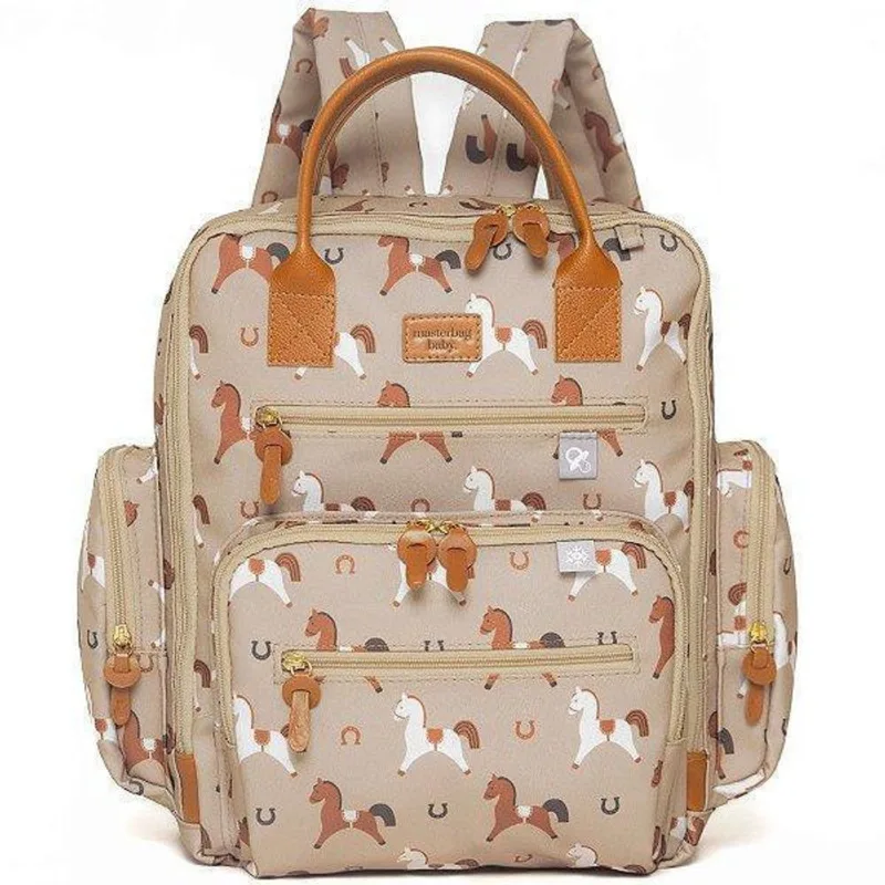 Mochila De Maternidade Masterbag Urban Cavalinhos Bege