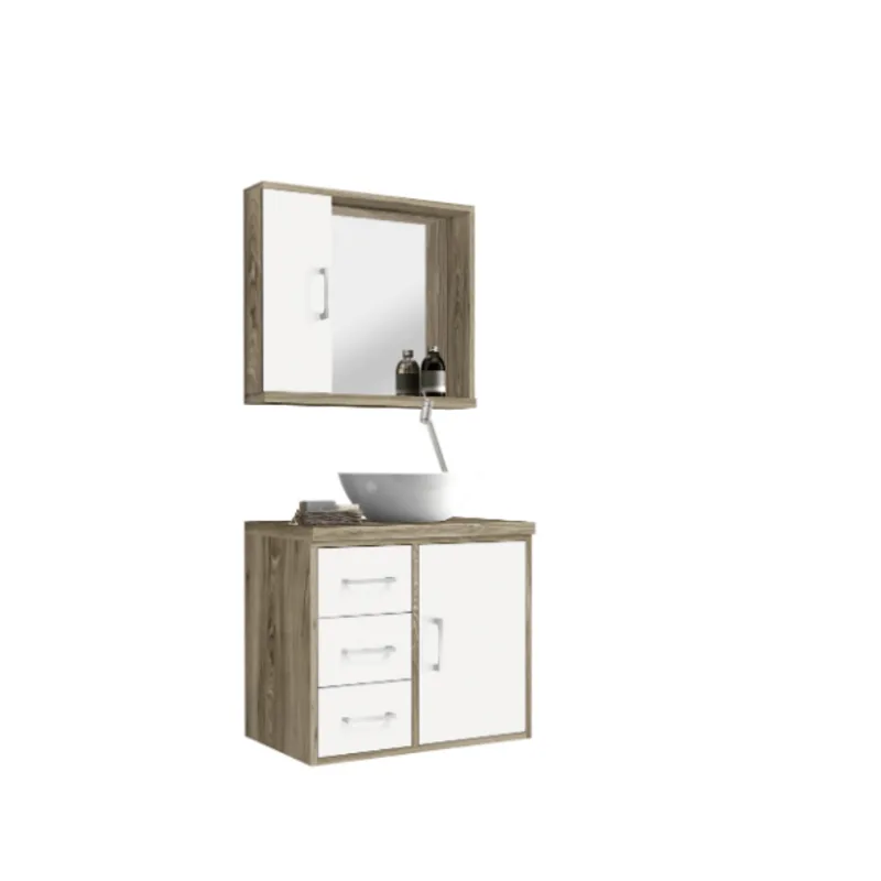 Gabinete Sevilha 60CM com Espelho Barrique Branco Astral Design