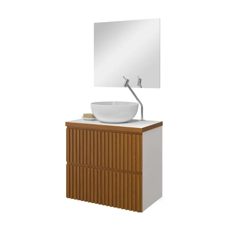 Gabinete para Banheiro Espelheira New MDF 60cm Astra Design Gabinete para Banheiro Espelheira New MDF Freijó e Branco 60cm