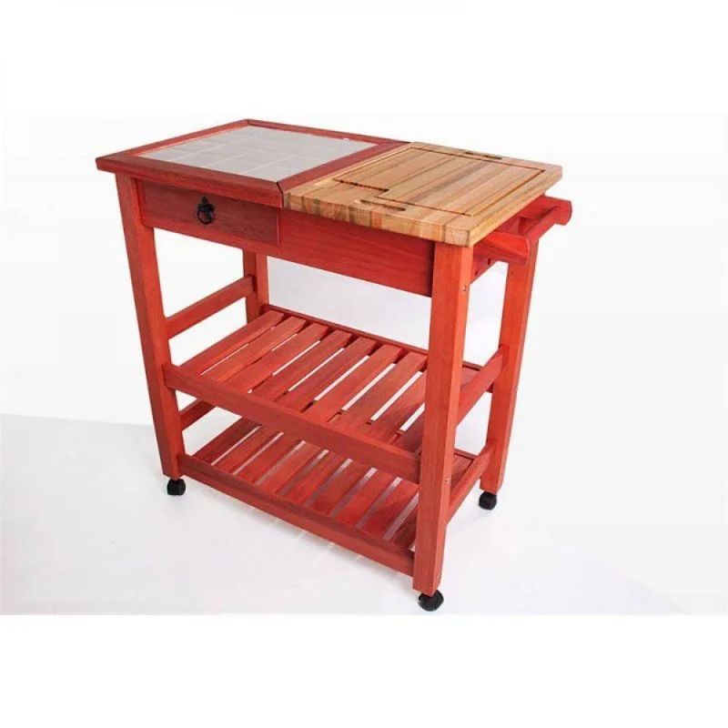 Carro Auxiliar Gourmet para Churrasco Mão & Formão Vermelho