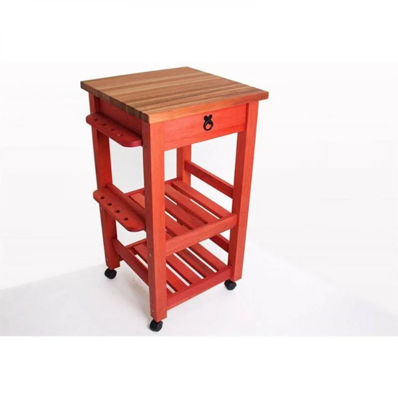 Carro Auxiliar Gourmet Menor para Churrasco Vermelho