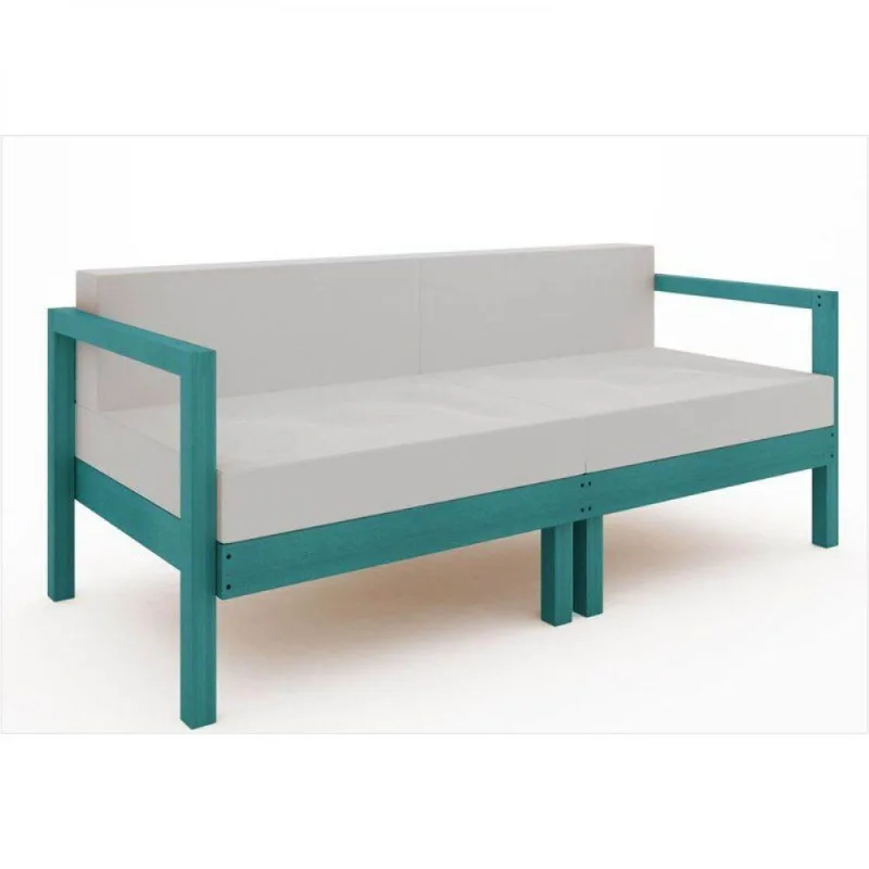 Sofá 2 Lugares Componível Lazy com Almofadas azul