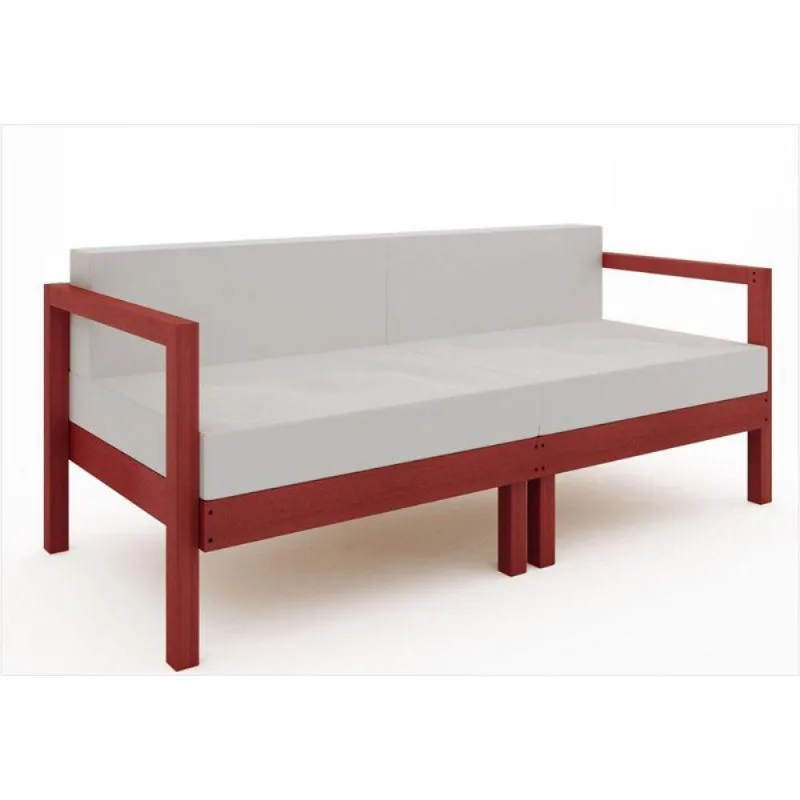 Sofá 2 Lugares Lazy Com Almofada Mão & Formão Vermelho