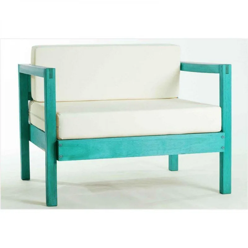 Sofá 01 Lugar Componível Lazy Com Almofada Mão & Formão Azul