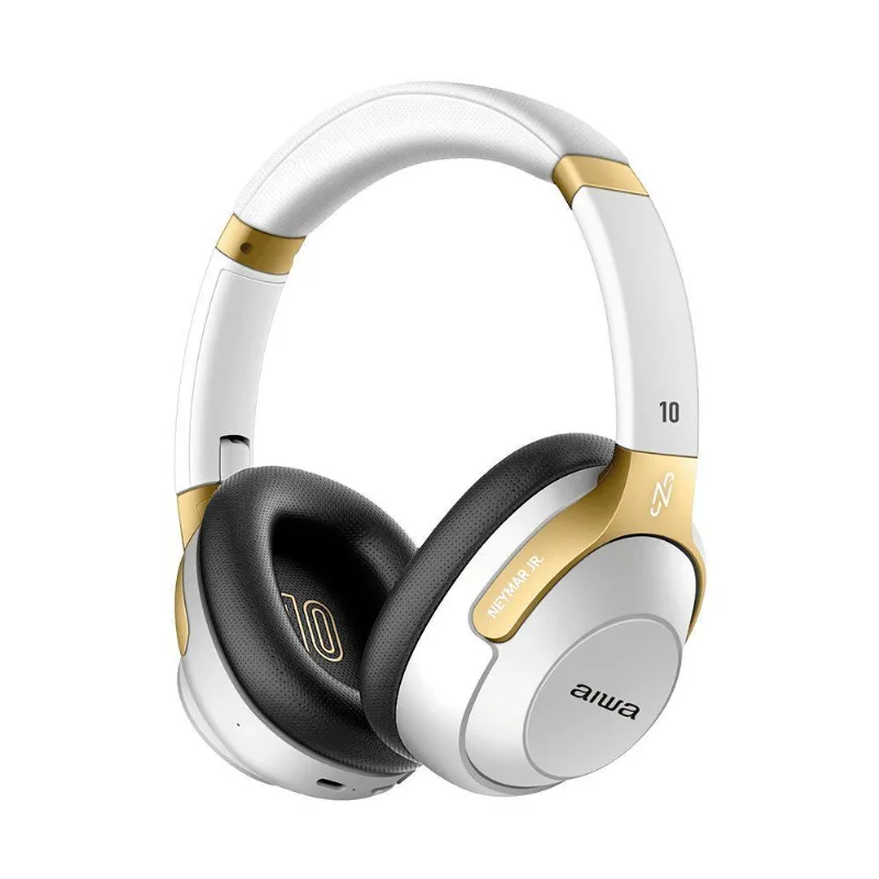 Headphone Aiwa Neymar Anc Branco/Dourado Aws-hp-nj-01-wg Fone De Ouvido Aws-hp-nj-01-wg Bivolt