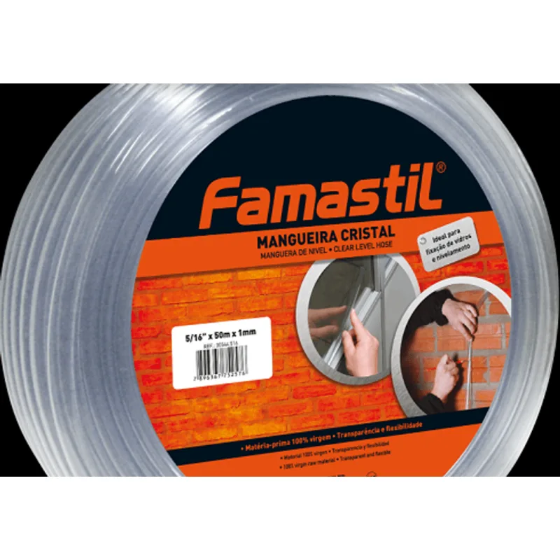 Mangueira de nível cristal 3/8X1,5mm 50m Famastil