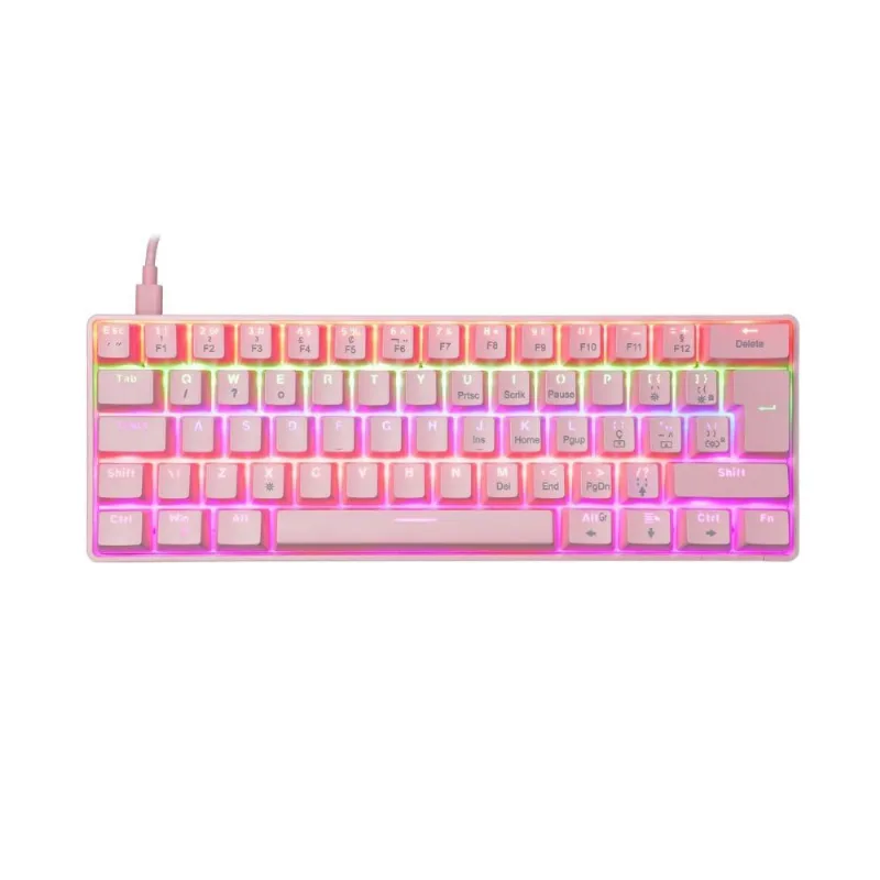 Teclado Ziggy Tc607 Rosa Oex Games