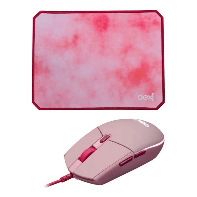 Combo Vibes (Mouse+Mousepad) Oex Kids / Teen Mc200 Rosa - Oex - Informática