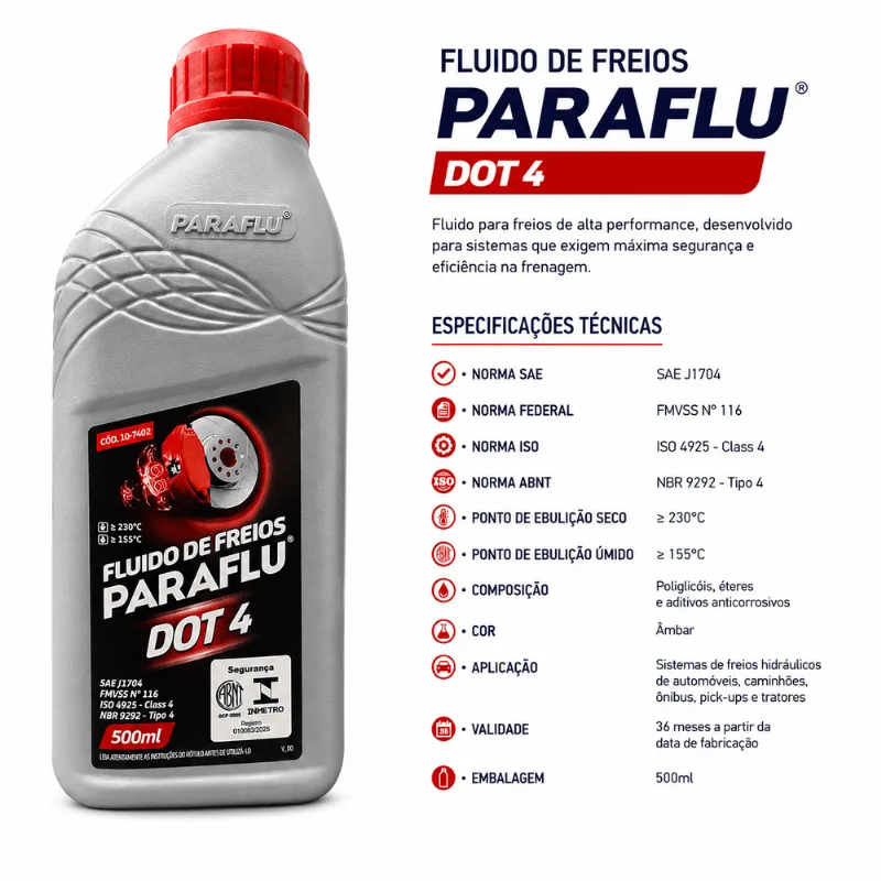 Fluido De Freio Paraflu Dot 4 500ml Prf7402