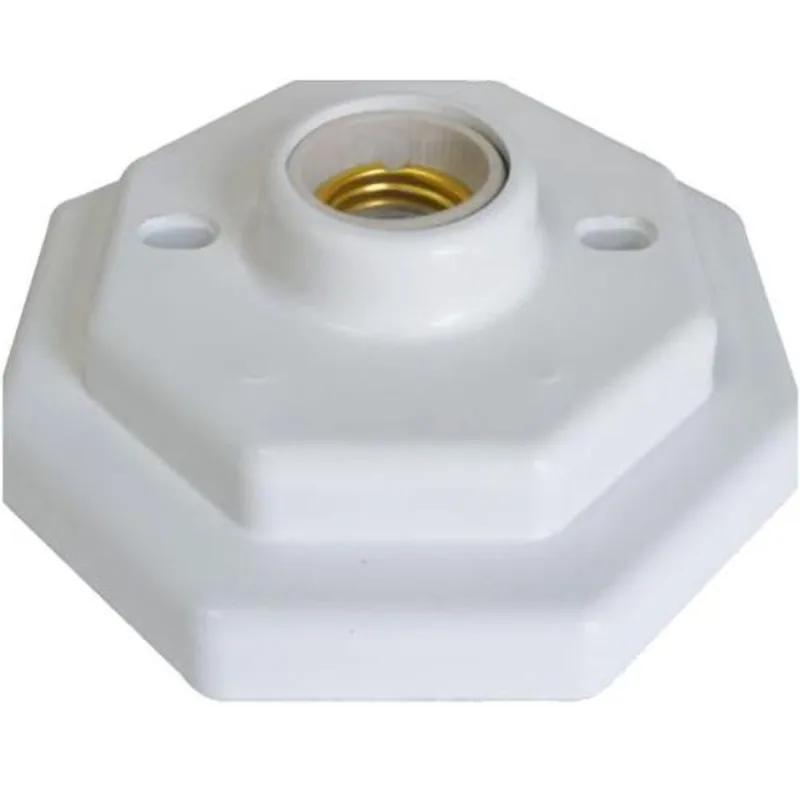 Plafon Octogonal Com Bocal De Porcelana E27 Branco Opl