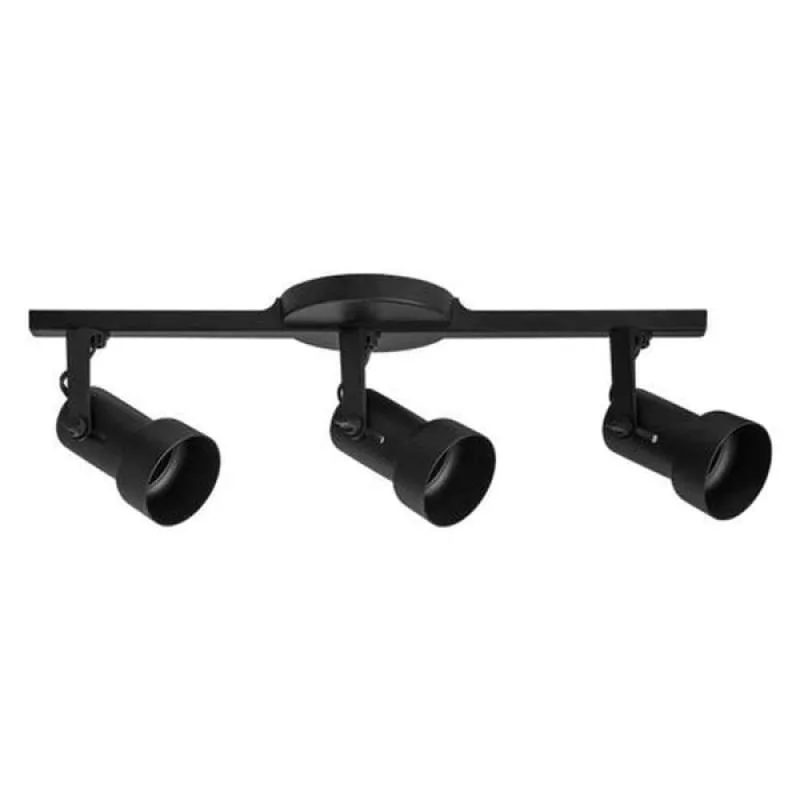Trilho Spot Caneca Preto 3 Spots E27 - 50cm Comprimento - Iluminação Resistente UV - OPL