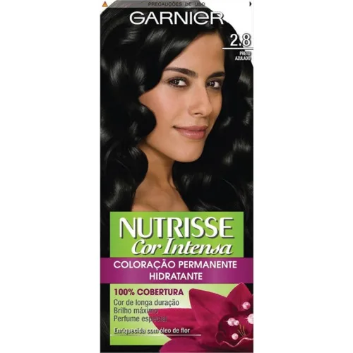Tintura Permanente Nutrisse 2.8 Preto Azulado Garnier - GARNIER - Higiene E Beleza