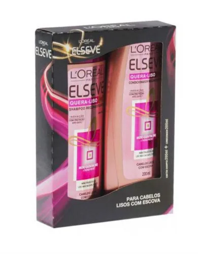 Kit Shampoo Condicionador Elseve 200ml Quera Liso Loreal Paris - LOREAL PARIS - Higiene E Beleza
