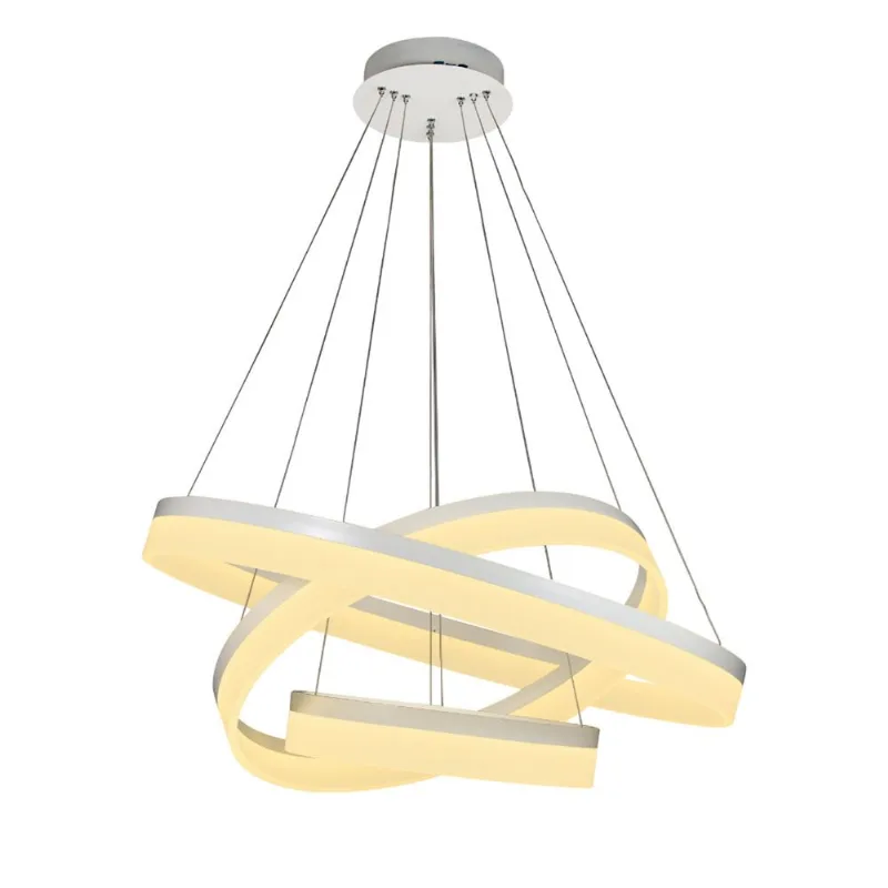 Pendente LED Redondo Triplo Vivendi Anelli Branco 40/60/80cm 3000K 90W