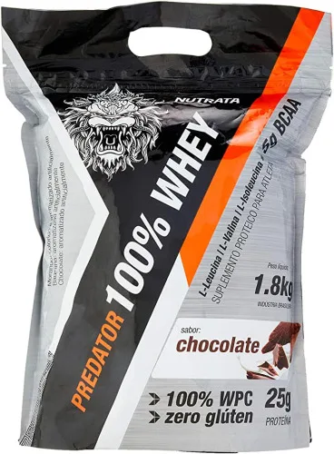 Predator 100 Whey Sabor Chocolate Refil 1,8kg - NUTRATA - Mercearia