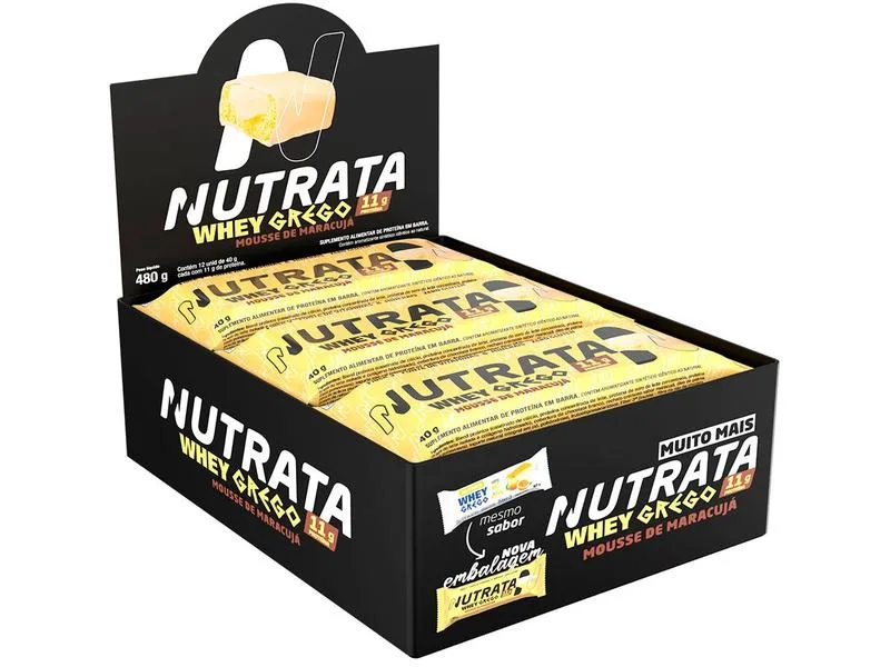 Barra de Proteína Nutrata Whey Grego 	Mousse de Maracujá 40g 12 Unidades - Nutrata - Suplementos E Vitaminas