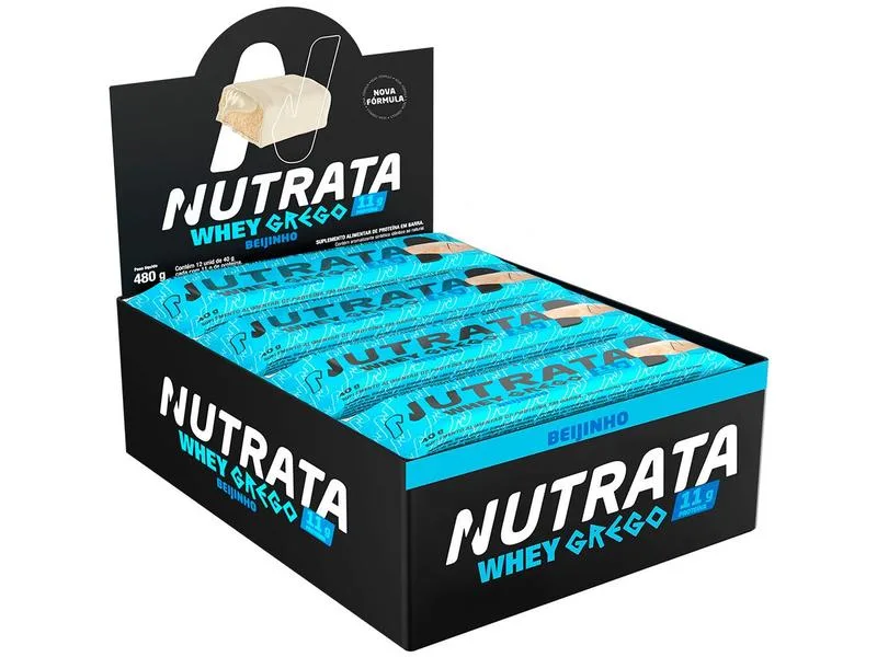 Barra de Proteína Nutrata Grego Whey Beijinho 40g 12 Unidades - Nutrata - Suplementos E Vitaminas