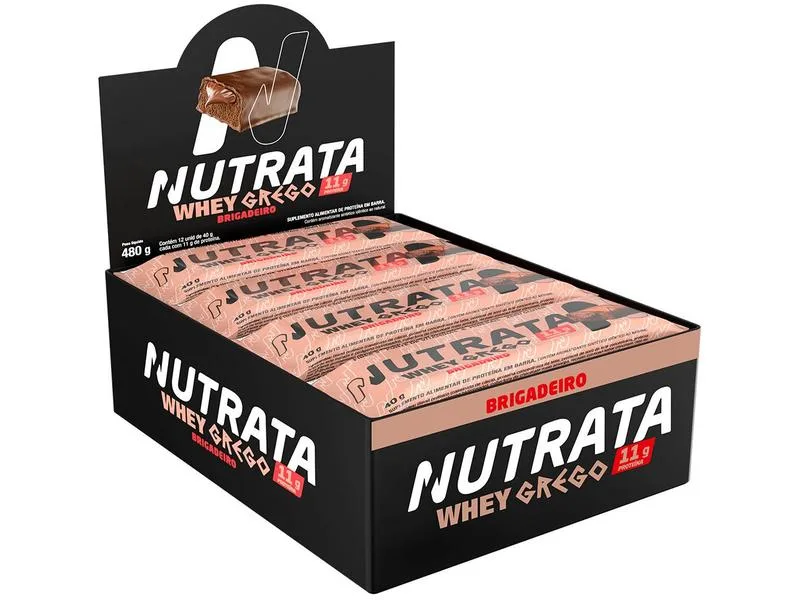 Barra de Proteína Nutrata Grego Whey 	Brigadeiro 40g 12 Unidades - Nutrata - Suplementos E Vitaminas
