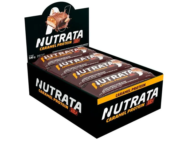 Barra de Proteína Nutrata Caramel Protein 45g 12 Unidades - Nutrata - Suplementos E Vitaminas