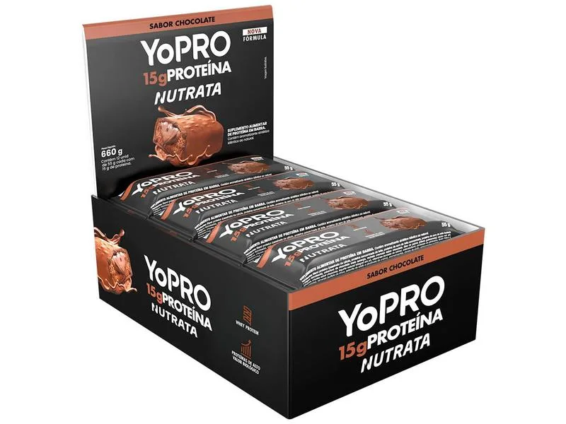 Barra de Proteína Nutrata YoPro Chocolate 55g 12 Unidades - Nutrata - Suplementos E Vitaminas
