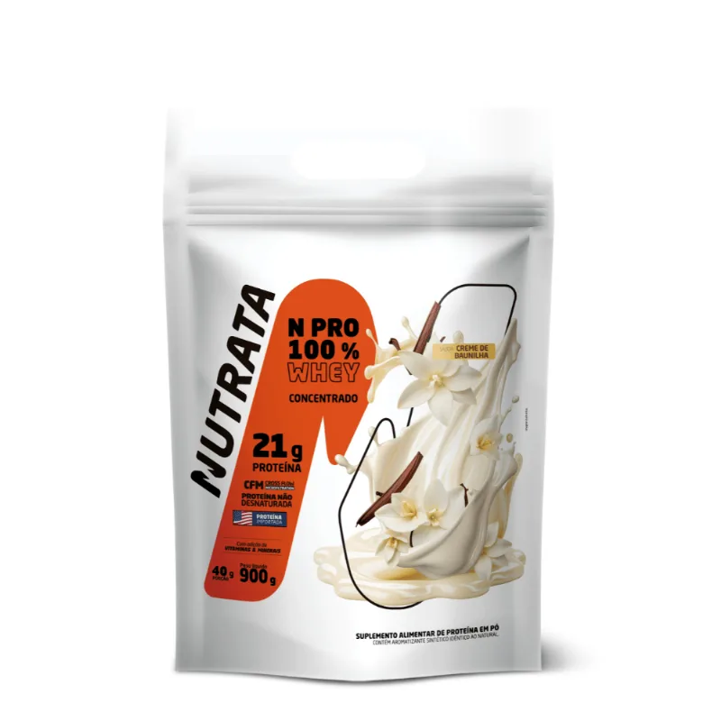 Whey Protein Concentrado Creme de Baunilha N Pro Nutrata Refil 900g