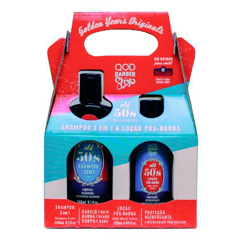 Kit QOD Old 50'S Shampoo 240ml + Loção Pós-Barba 120ml