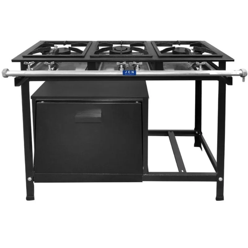 Fogão Industrial 3 Bocas 30x30 Baixa Pressão P5 com Forno jcn